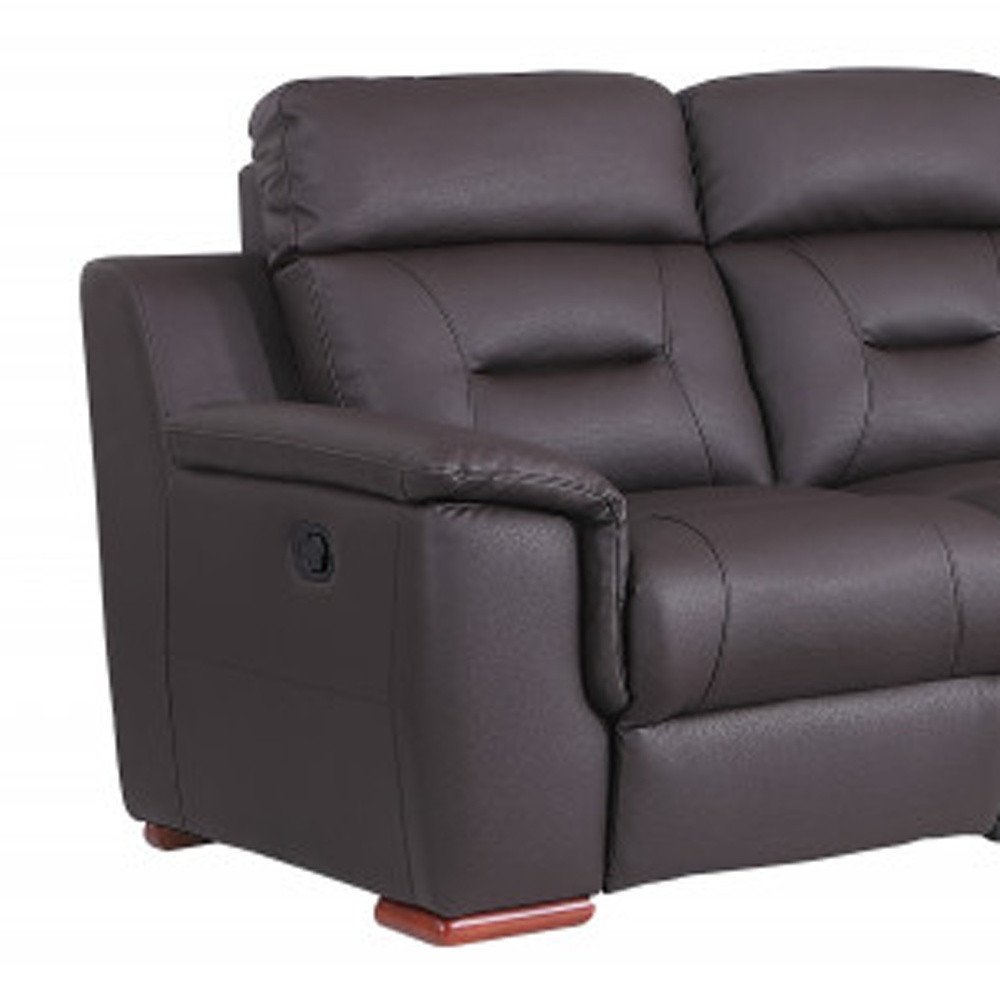 Two Piece Indoor Brown Genuine Leather Five Person Seating Set on a white background