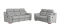 Two Piece Indoor Gray Genuine Leather Five Person Seating Set - 82" H x 157" W x 82" D on a white background