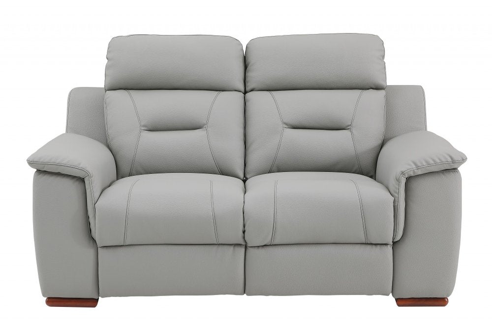 Two Piece Indoor Gray Genuine Leather Five Person Seating Set - 82" H x 157" W x 82" D on a white background