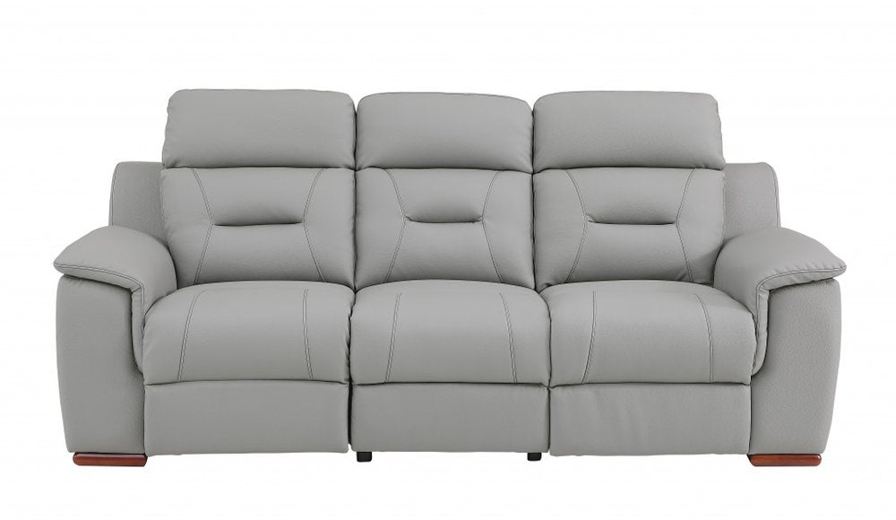 Two Piece Indoor Gray Genuine Leather Five Person Seating Set - 82" H x 157" W x 82" D