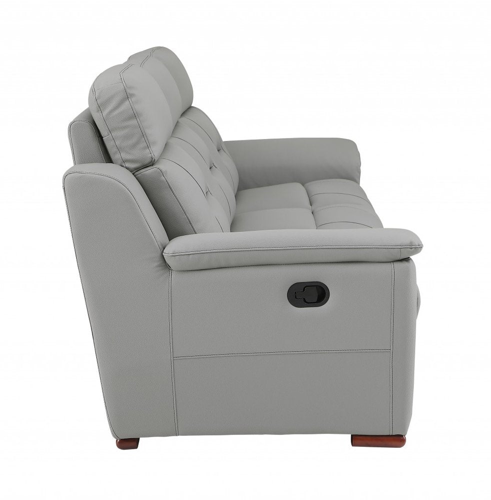 Two Piece Indoor Gray Genuine Leather Five Person Seating Set - 82" H x 157" W x 82" D on a white background