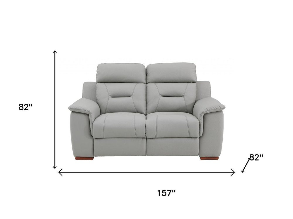Two Piece Indoor Gray Genuine Leather Five Person Seating Set - 82" H x 157" W x 82" D on a white background