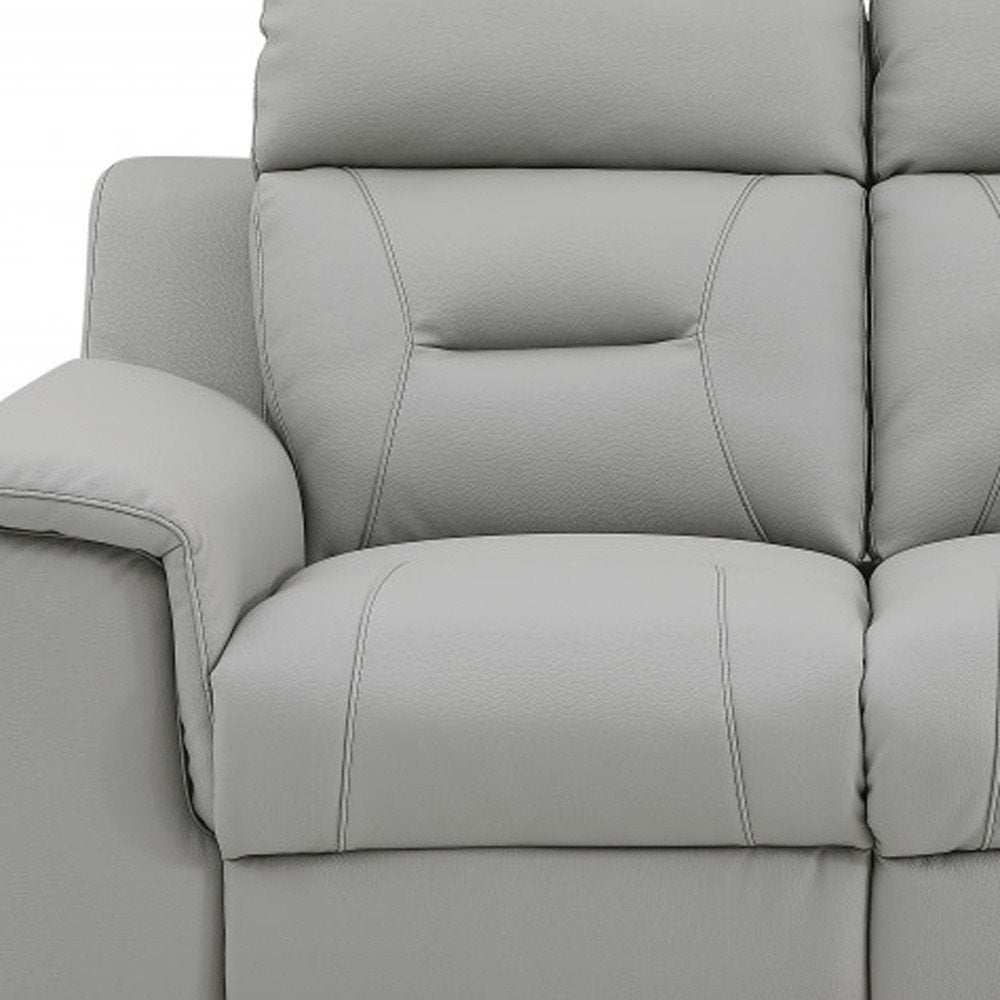 Two Piece Indoor Gray Genuine Leather Five Person Seating Set - 82" H x 157" W x 82" D