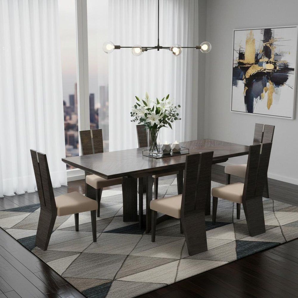98" Dark Gray Solid Wood Dining Table in a home interior