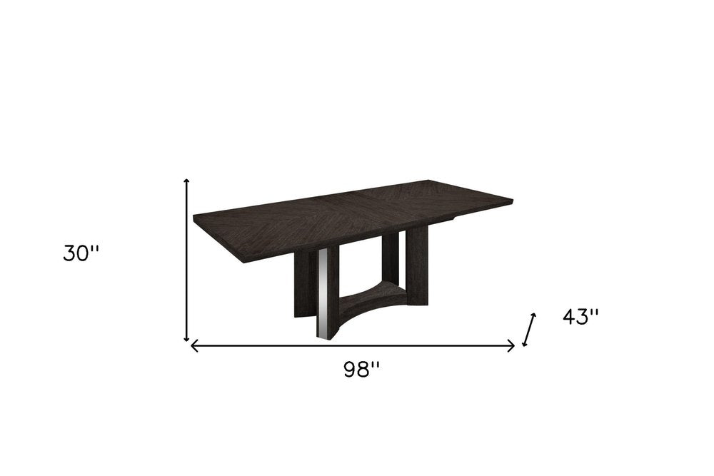 98" Dark Gray Solid Wood Dining Table on a white background