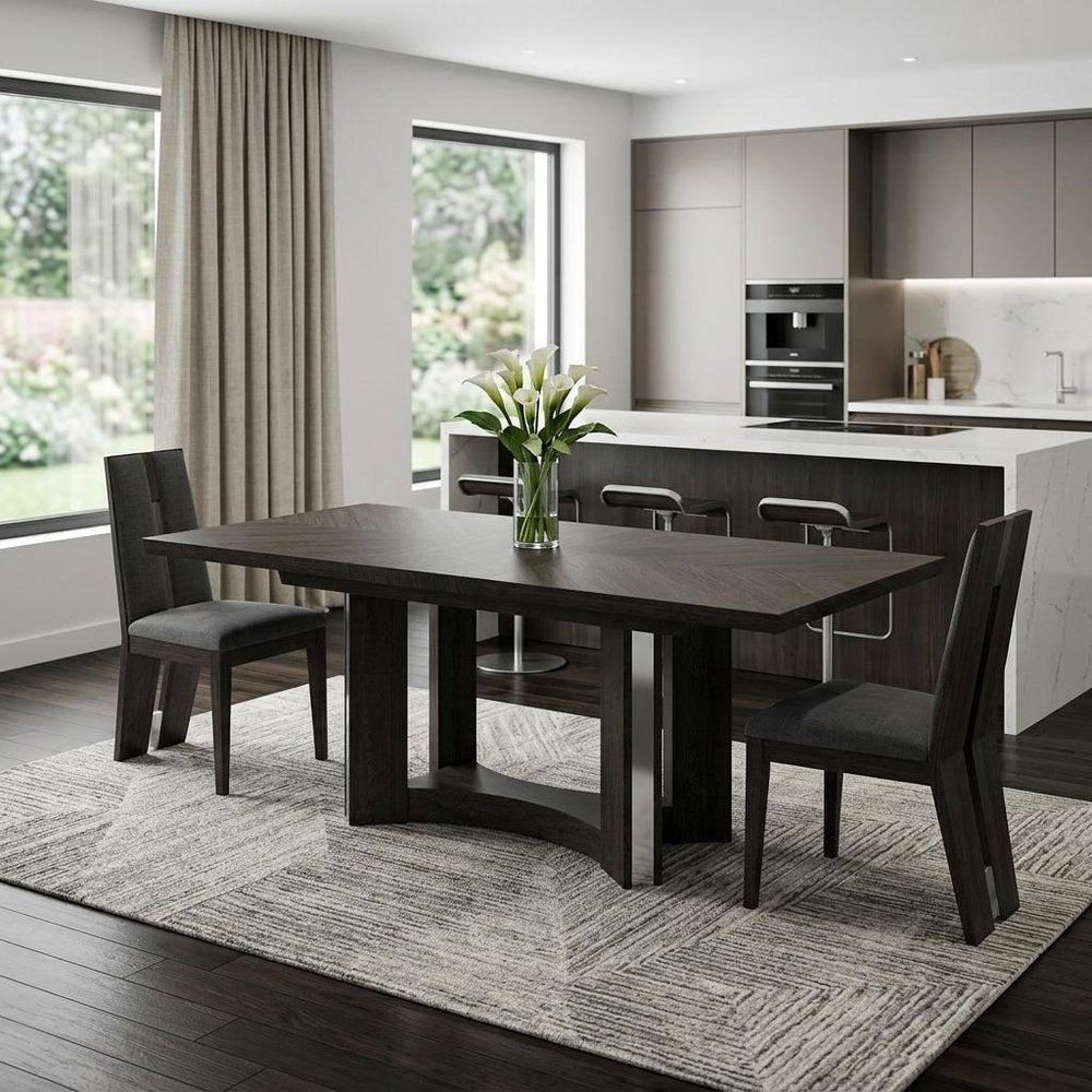 98" Dark Gray Solid Wood Dining Table