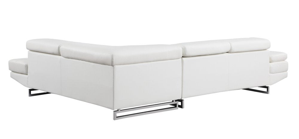 Gray Leather L Shaped Two Piece Corner Sectional on a white background