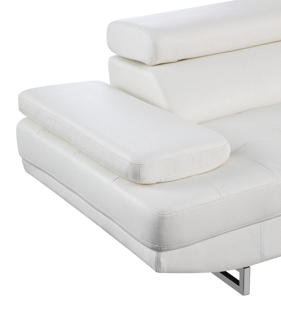 Gray Leather L Shaped Two Piece Corner Sectional on a white background
