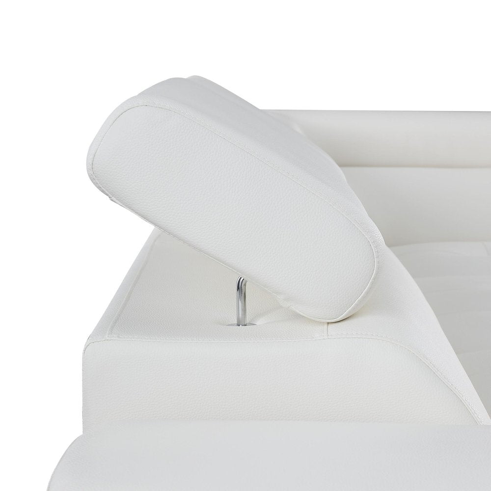 Gray Leather L Shaped Two Piece Corner Sectional on a white background