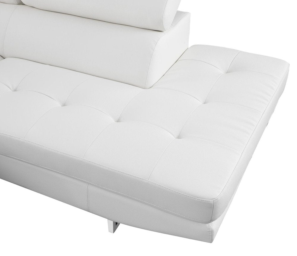Gray Leather L Shaped Two Piece Corner Sectional on a white background