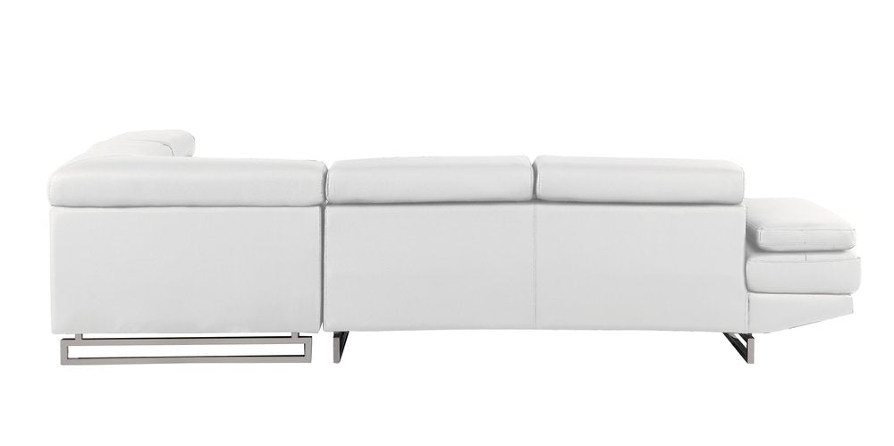 Gray Leather L Shaped Two Piece Corner Sectional on a white background