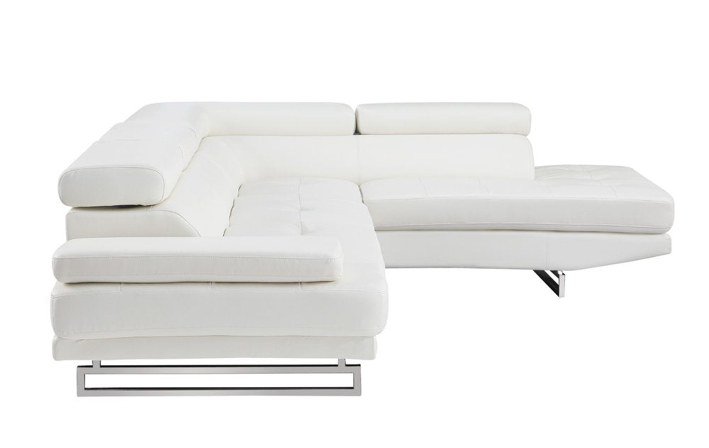 Gray Leather L Shaped Two Piece Corner Sectional on a white background