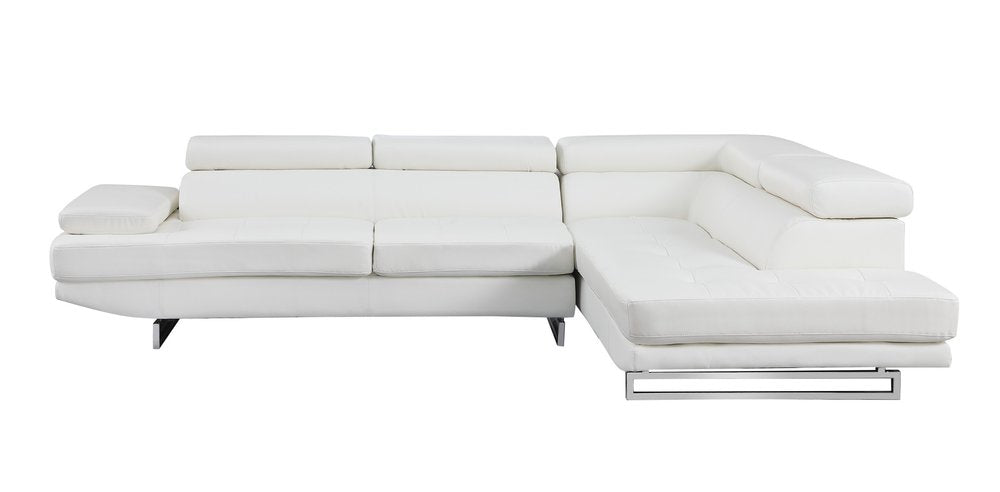 Gray Leather L Shaped Two Piece Corner Sectional on a white background