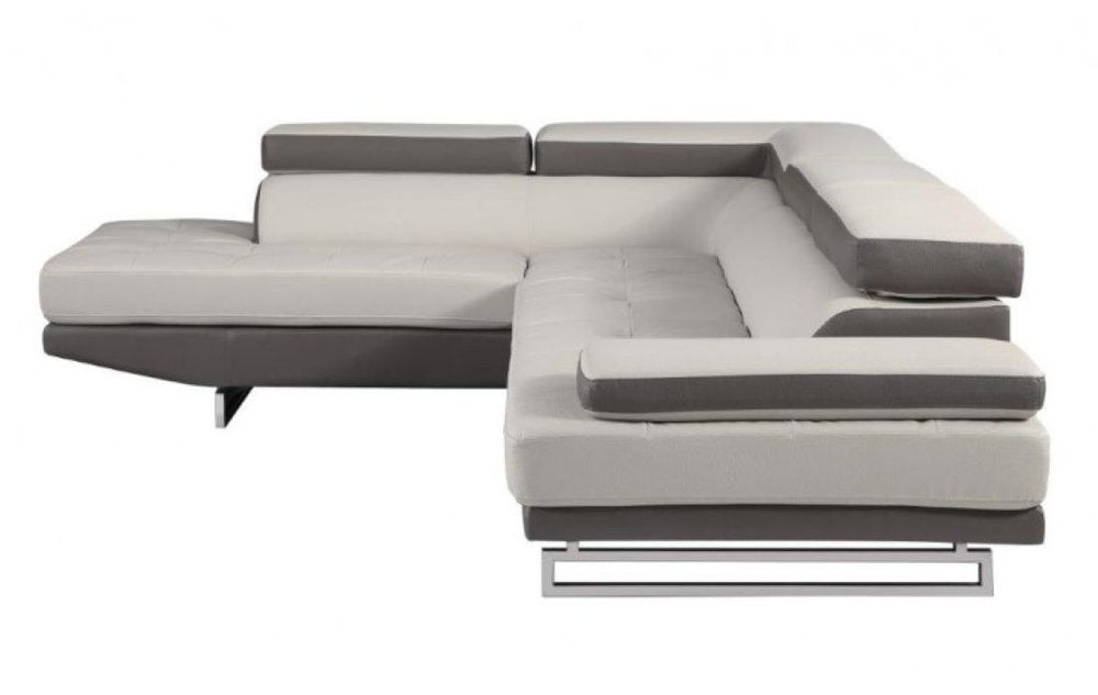 White Leather L Shaped Two Piece Corner Sectional - SKU 366222 on a white background