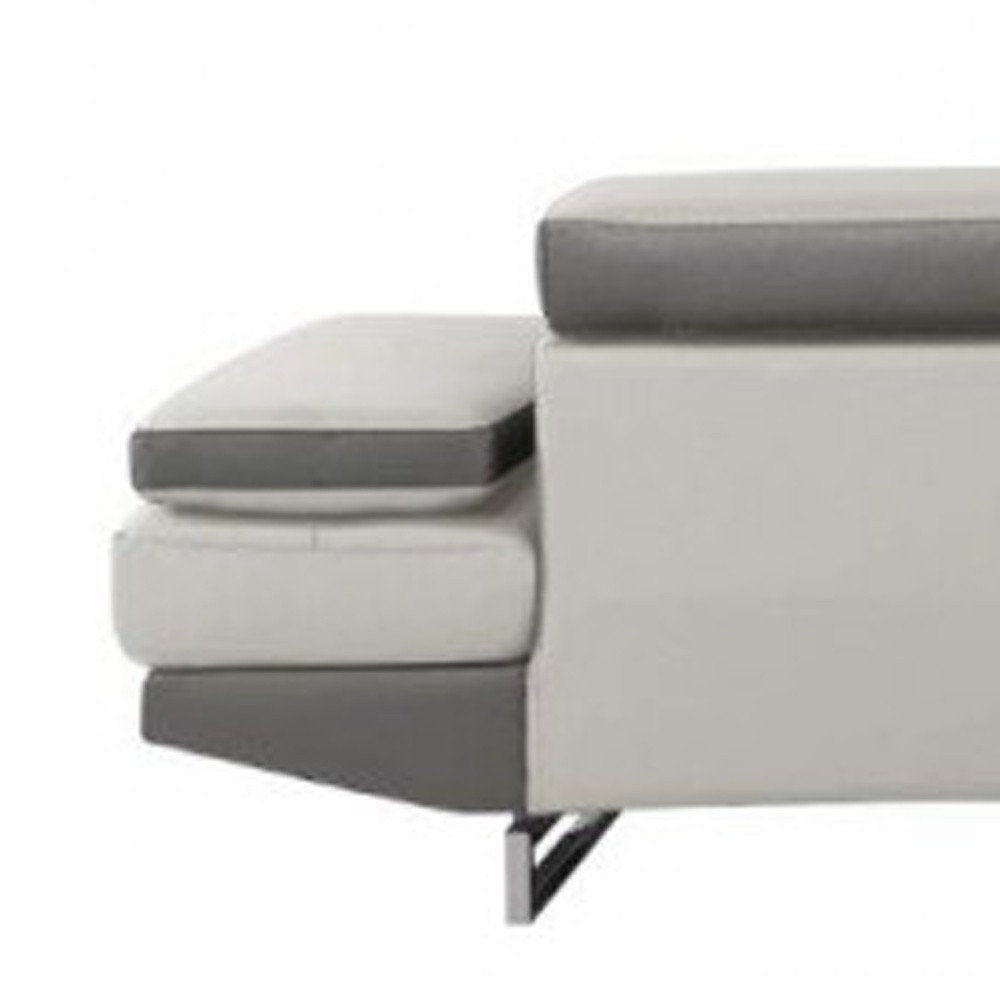 White Leather L Shaped Two Piece Corner Sectional - SKU 366222