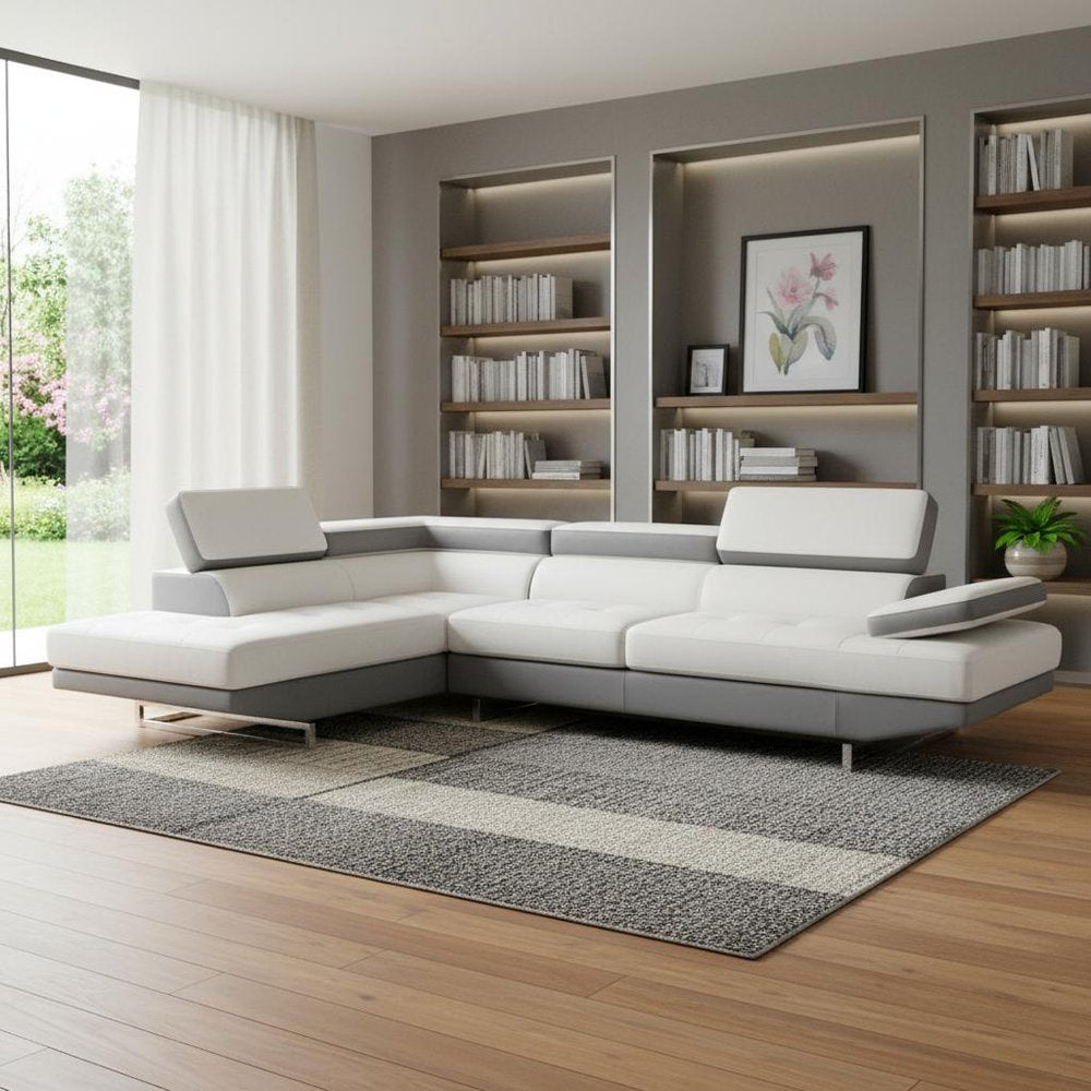 White Leather L Shaped Two Piece Corner Sectional - SKU 366222 in a home interior