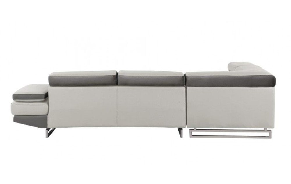 White Leather L Shaped Two Piece Corner Sectional - SKU 366222