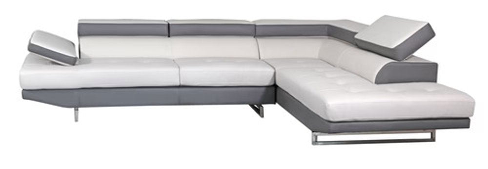White Leather L Shaped Two Piece Corner Sectional - SKU 366222