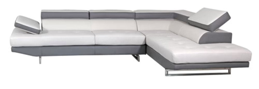 White Leather L Shaped Two Piece Corner Sectional - SKU 366222