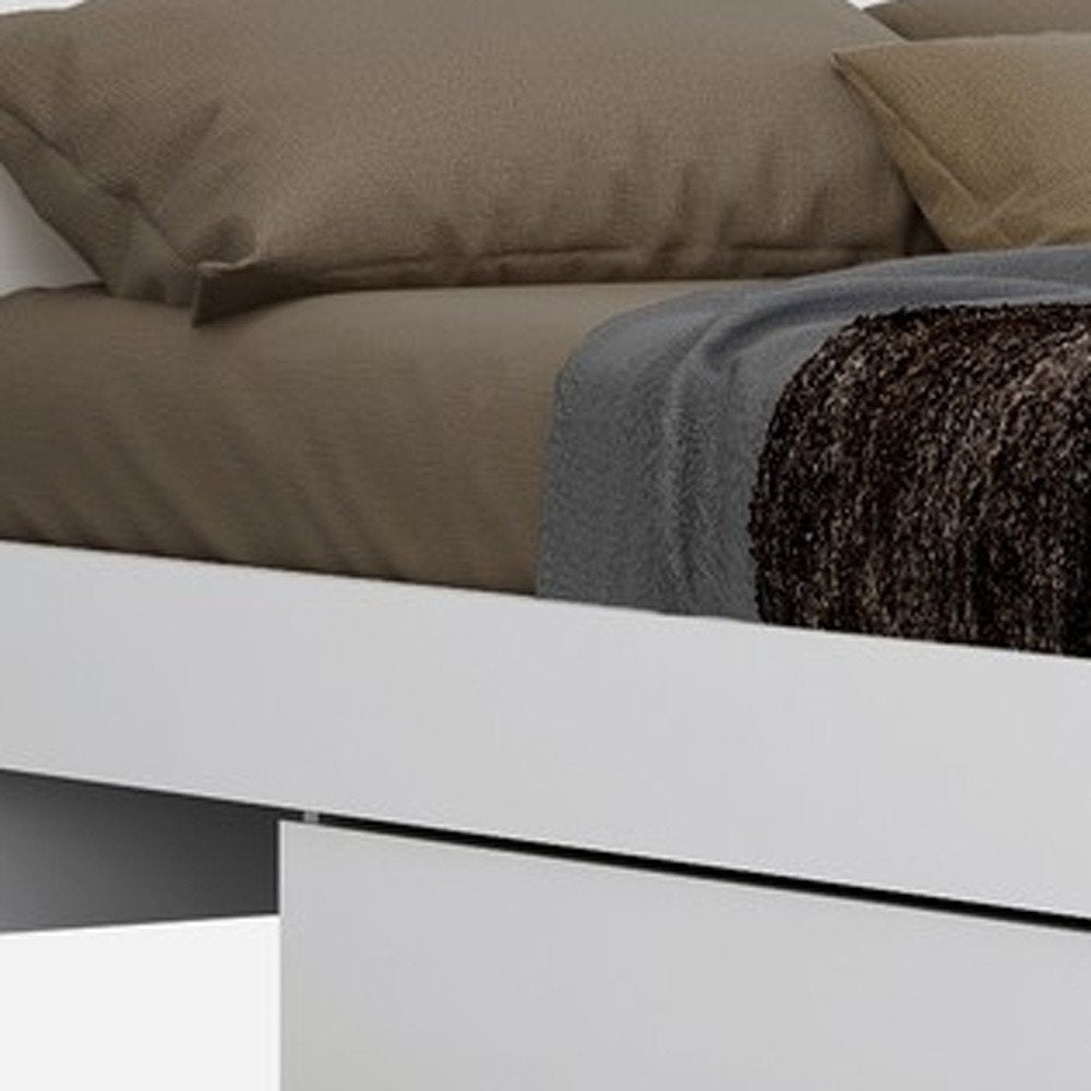 White Solid Wood King Bed Frame - 43" H x 79" W x 80" D in a home interior