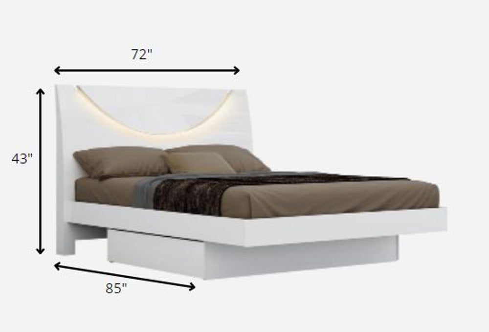 White Solid Wood King Bed Frame - 43" H x 72" W x 85" D on a white background