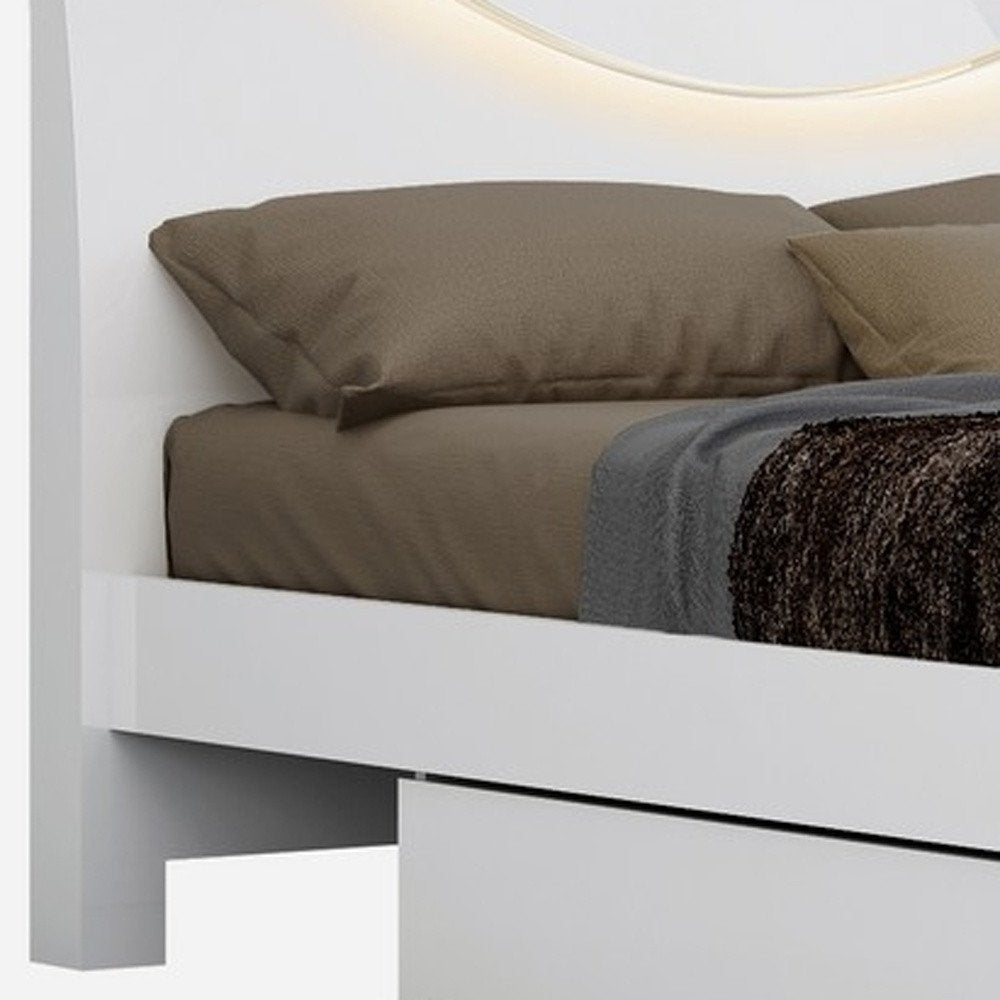 White Solid Wood King Bed Frame - 43" H x 72" W x 85" D on a white background