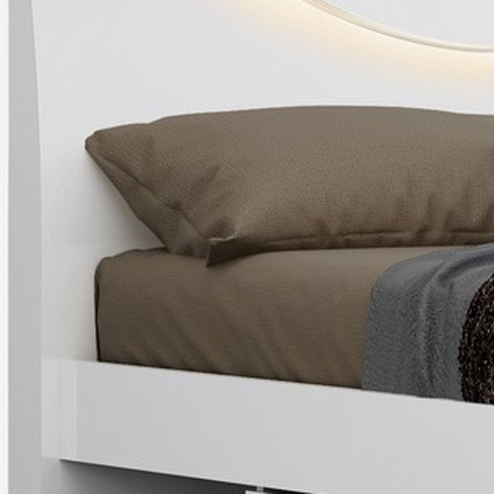 White Solid Wood King Bed Frame - 43" H x 72" W x 85" D on a white background
