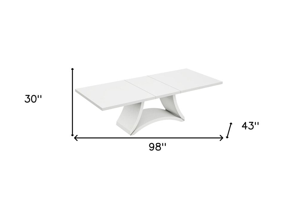98" White Solid Manufactured Wood Dining Table on a white background