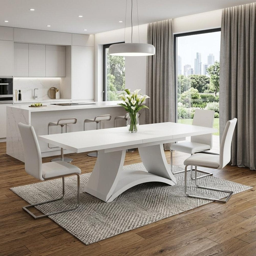 98" White Solid Manufactured Wood Dining Table