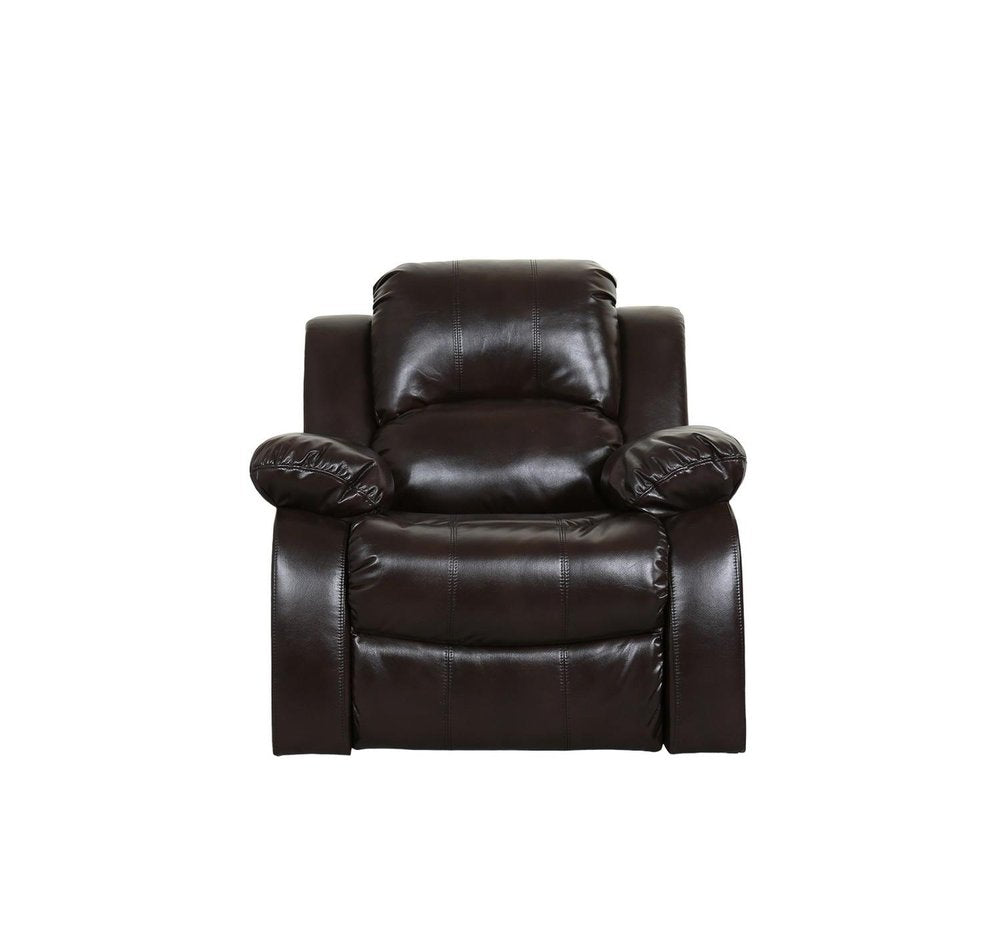 36" X 38" X 40" Brown Chair. Recliner isolated on a plain white background.