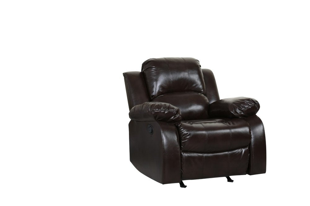 36" X 38" X 40" Brown Chair. Recliner isolated on a plain white background.
