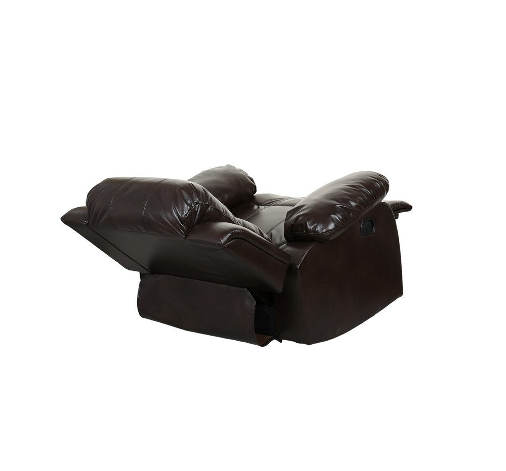 36" X 38" X 40" Brown Chair. Recliner isolated on a plain white background.