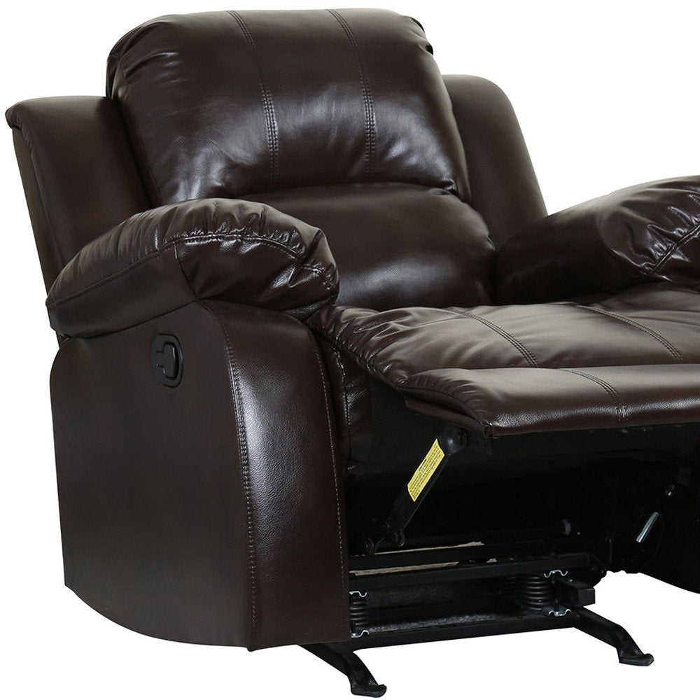 36" X 38" X 40" Brown Chair. Recliner isolated on a plain white background.