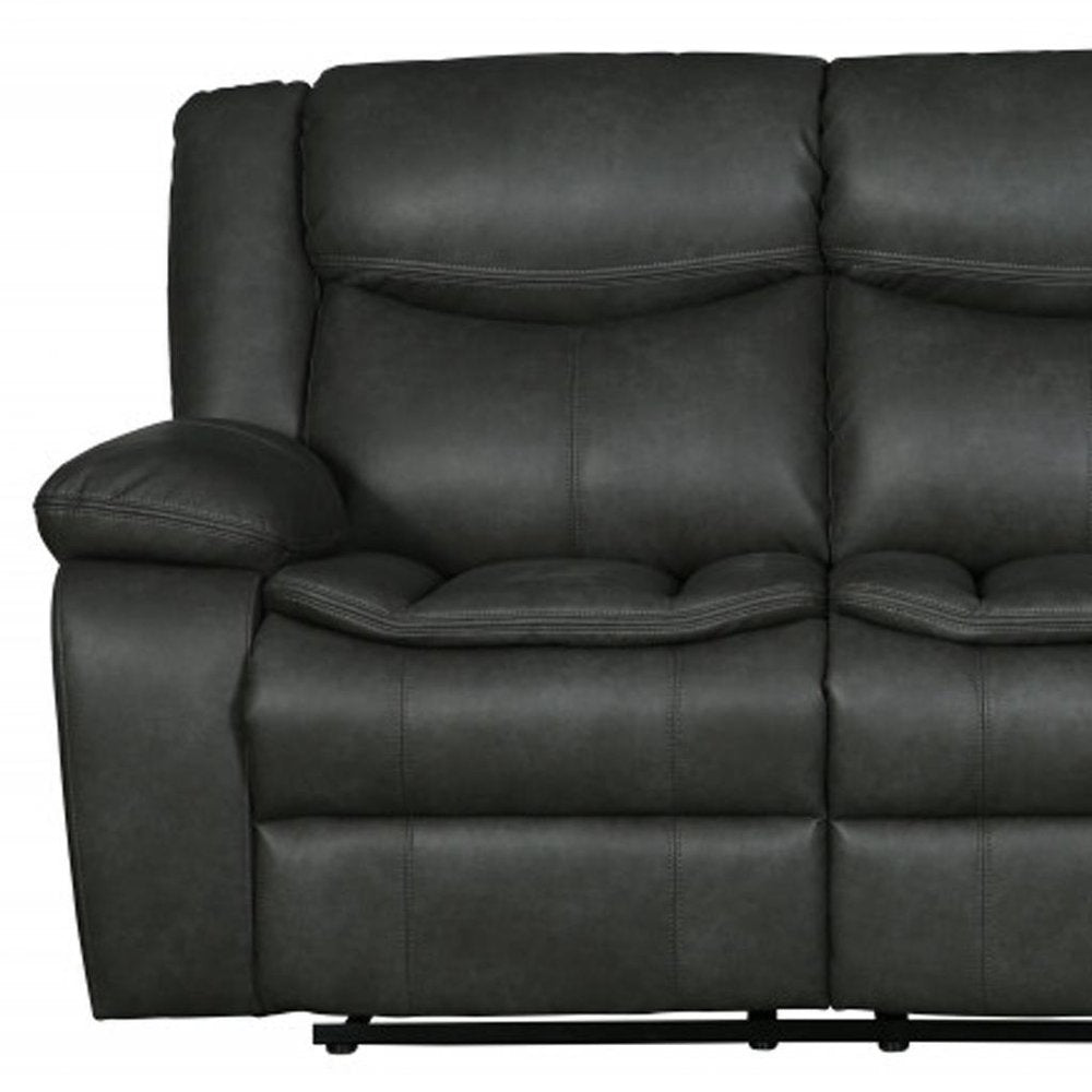 64" Gray Faux Leather Manual Reclining Love Seat