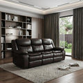 86" Brown Faux Leather Sofa With Black Legs