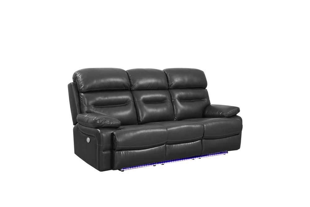 43" Grey Faux Leather Power Recliner Chair. Recliner isolated on a plain white background, showing a gray faux leather surface.