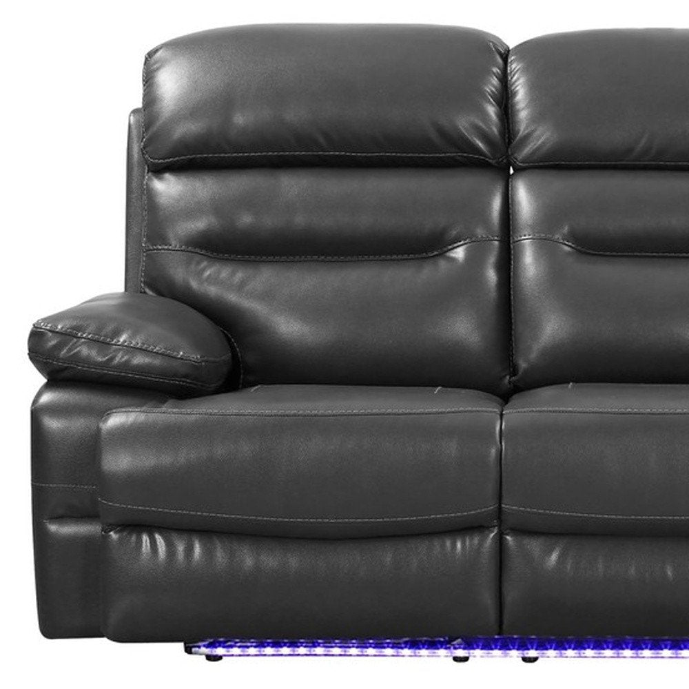 43" Grey Faux Leather Power Recliner Chair. Recliner isolated on a plain white background, showing a gray faux leather surface.