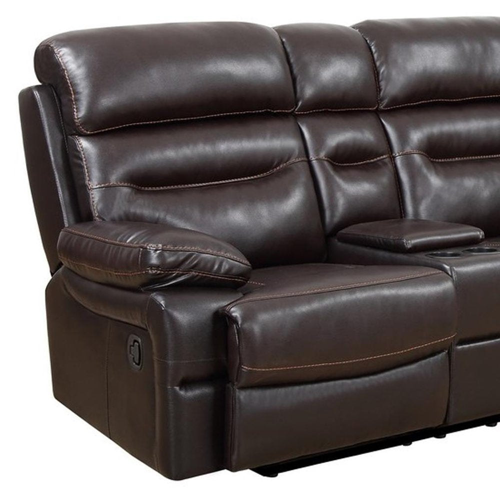 78" Brown Faux Leather Manual Reclining Love Seat With Storage