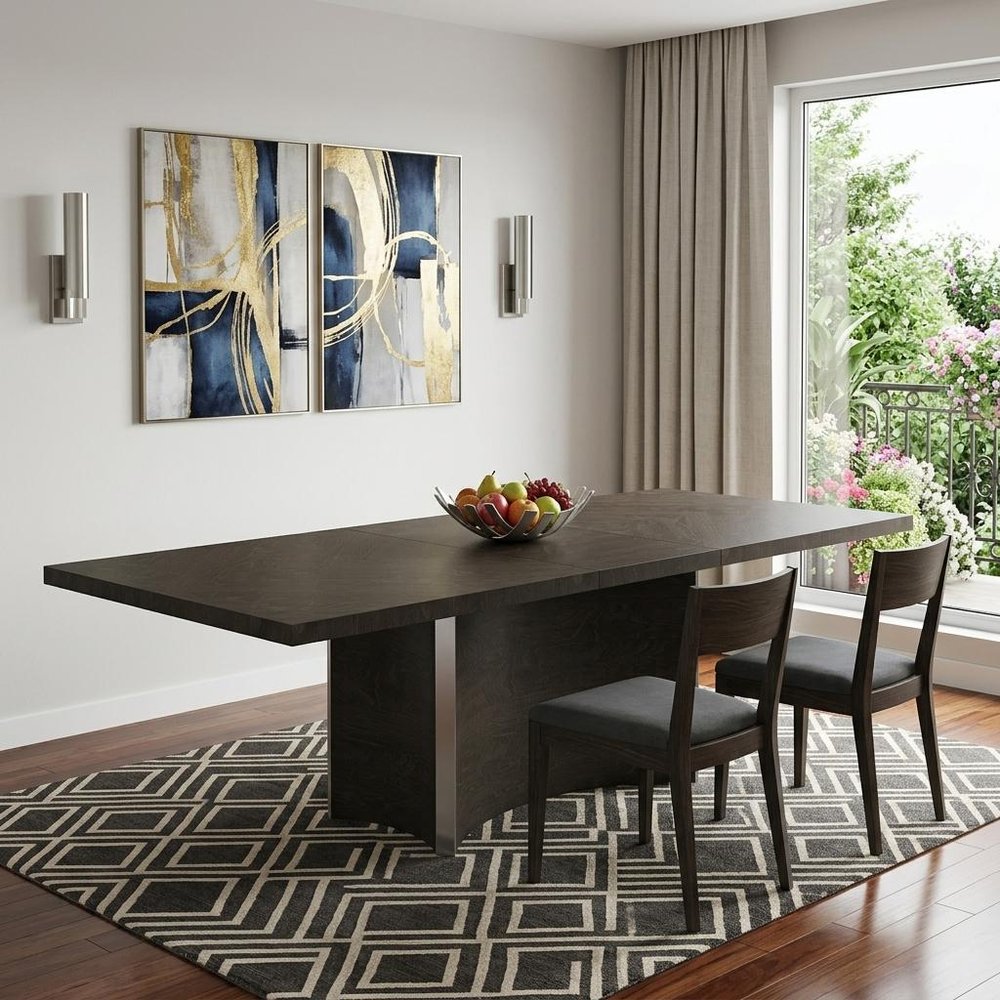 99" Gray Brown Solid Wood Dining Table in a home interior