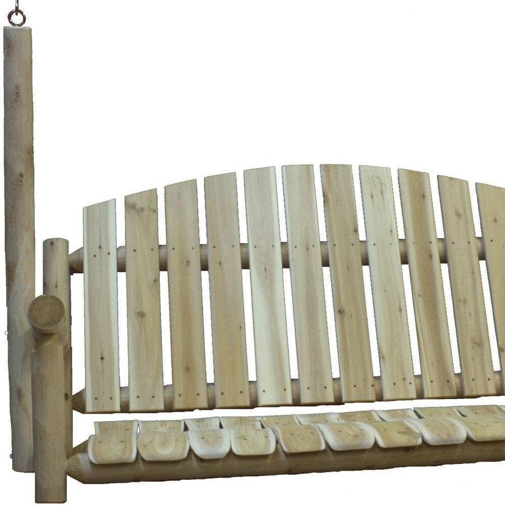 71" Natural Solid Wood Swing Chair on a white background