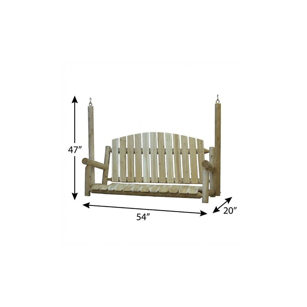 71" Natural Solid Wood Swing Chair