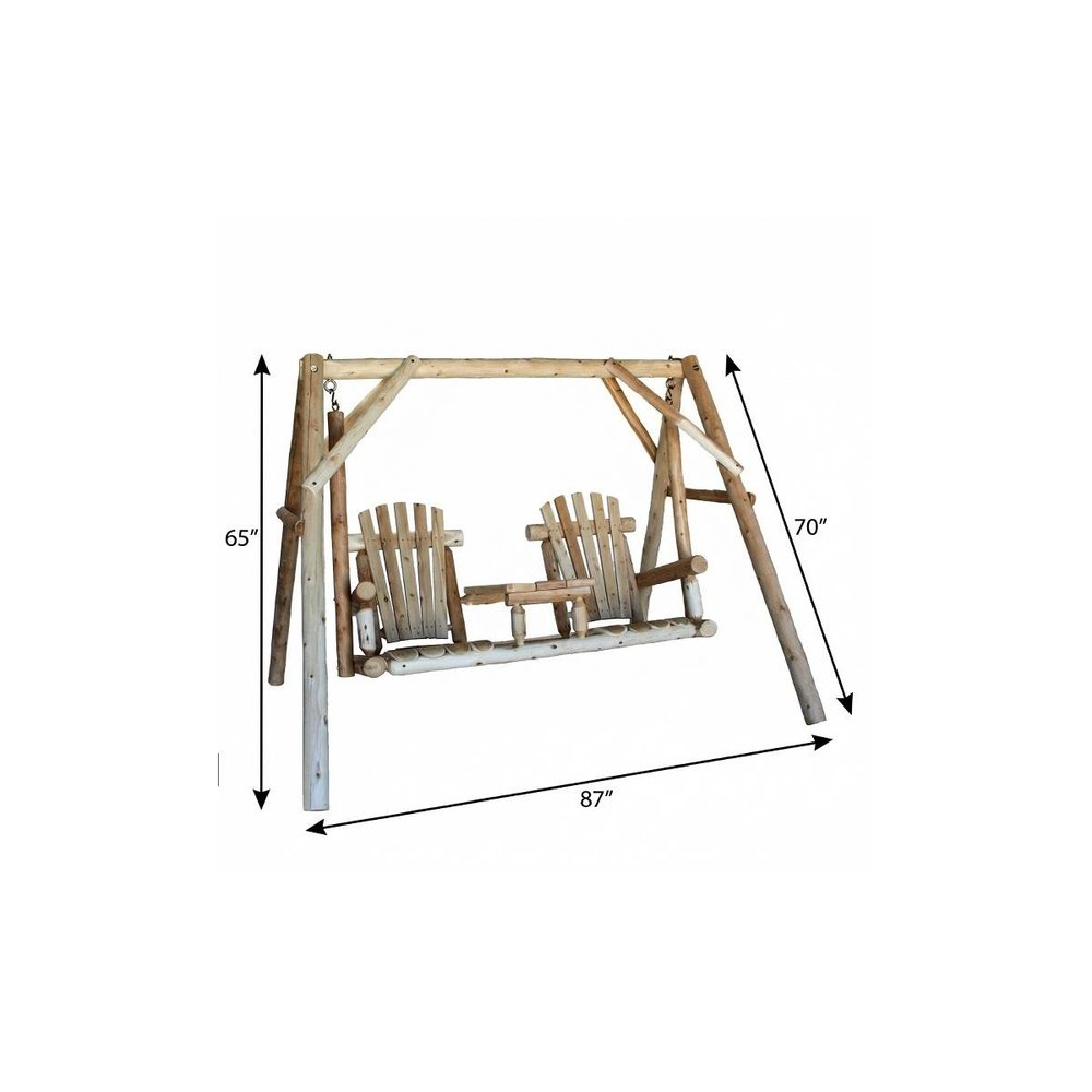 87" Natural Solid Wood Swing Chair