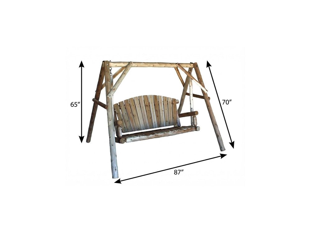 87" Natural Solid Wood Swing Chair