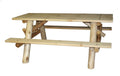 70" Natural Solid Wood Outdoor Picnic Table on a white background