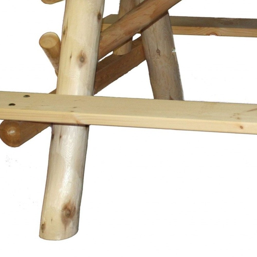 70" Natural Solid Wood Outdoor Picnic Table on a white background