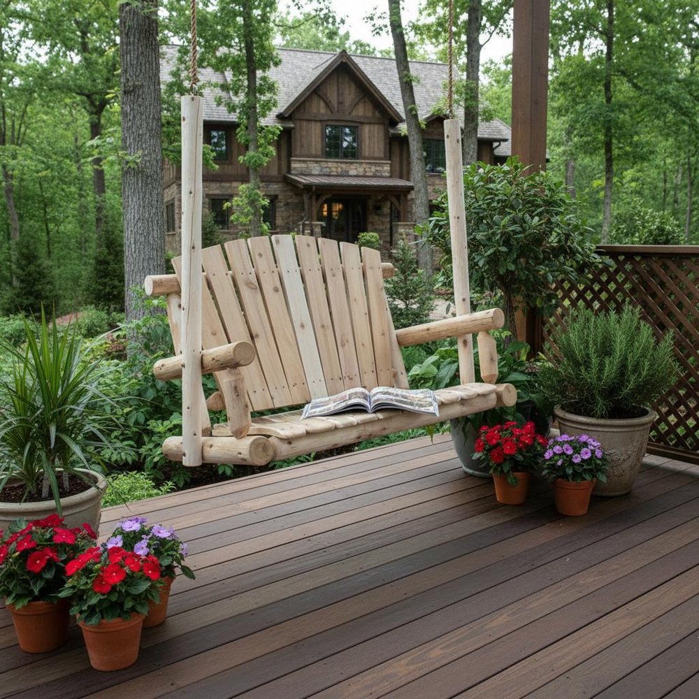 48" X 24" X 48"  Natural Wood Porch Swing