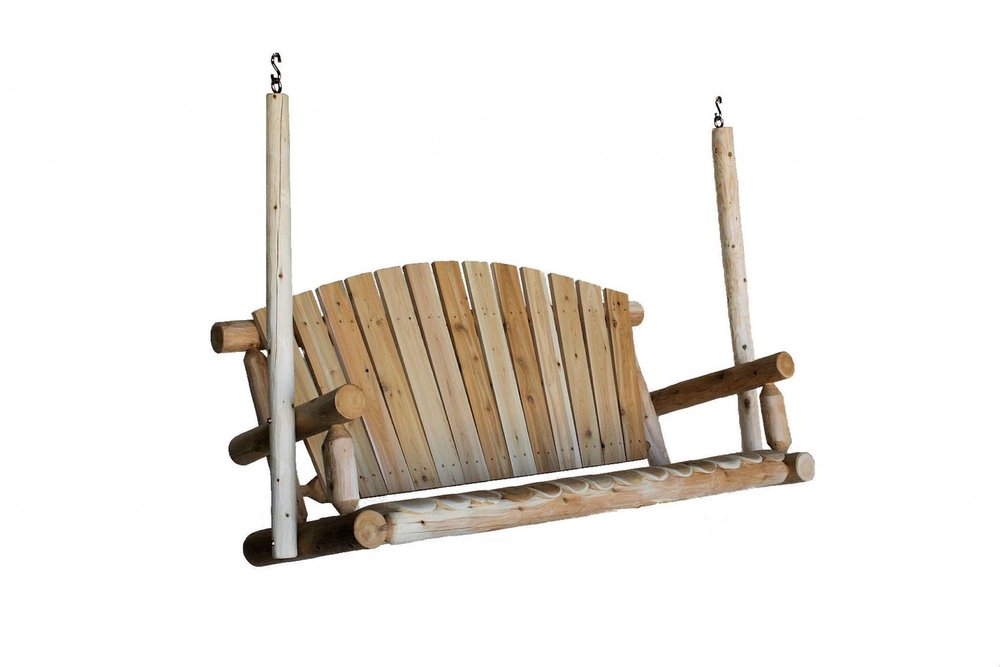 71" X 24" X 47" Natural Wood Porch Swing on a white background