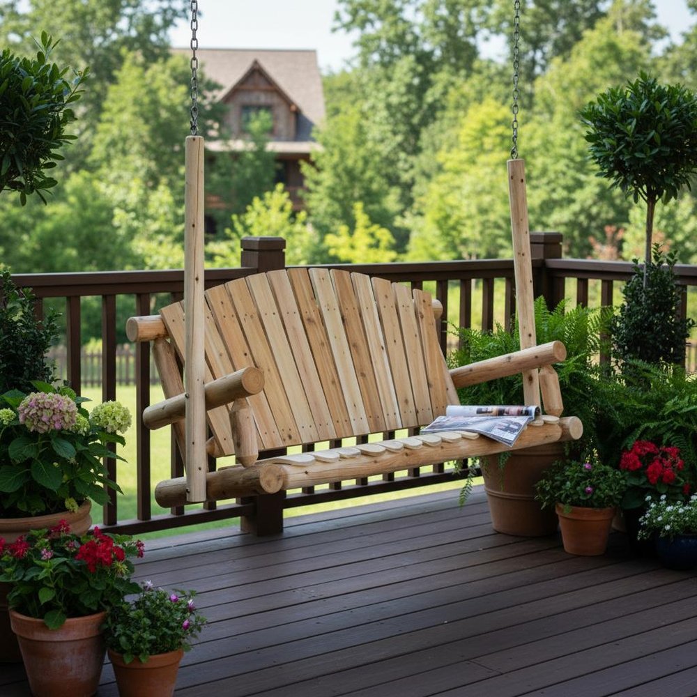 71" X 24" X 47"  Natural Wood Porch Swing