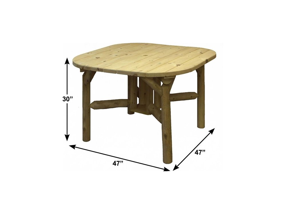 47" Natural Square Solid Wood Outdoor Dining Table. Outdoor table isolated on a plain white background, in a tan wood finish.