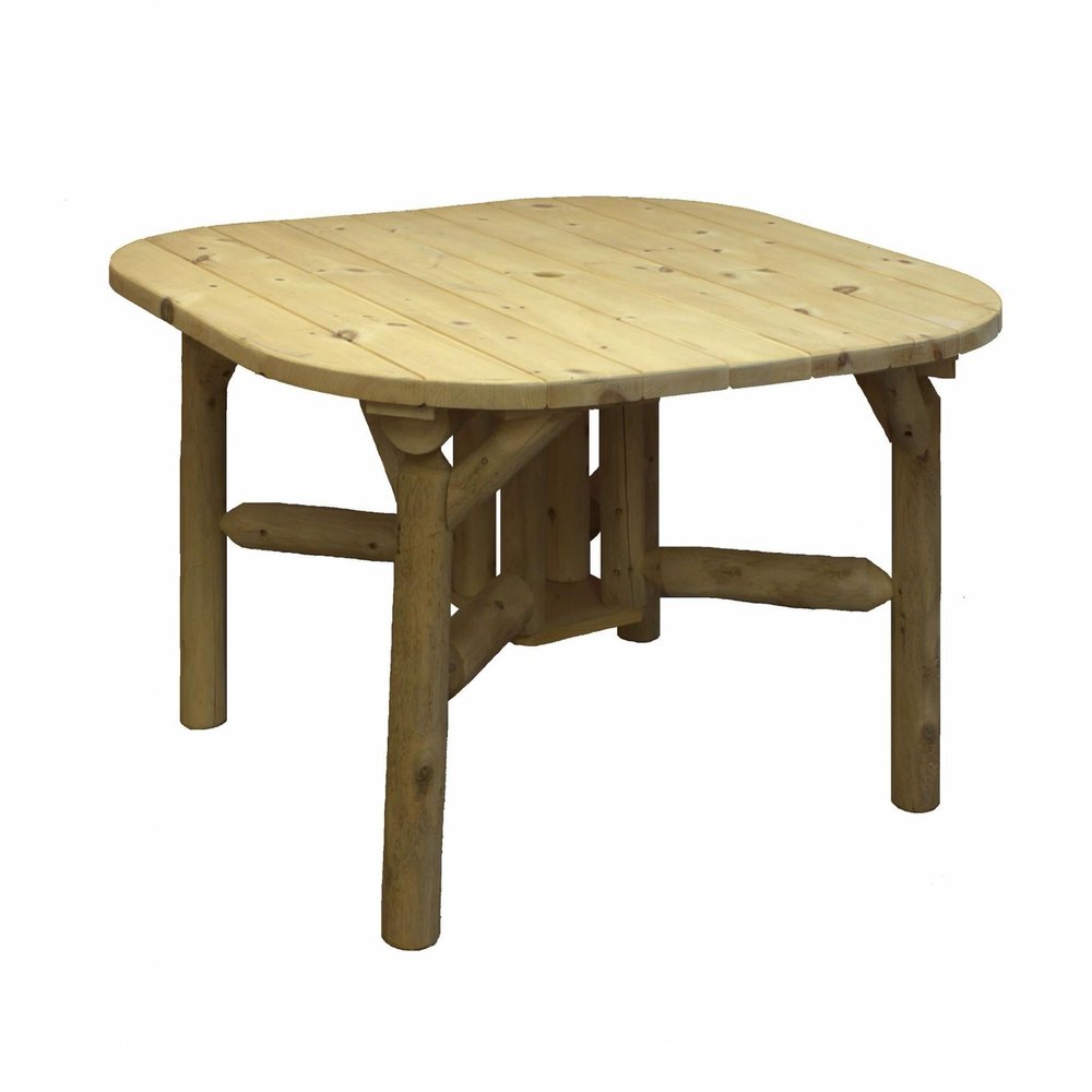 47" Natural Square Solid Wood Outdoor Dining Table. Outdoor table isolated on a plain white background, showing a tan wood surface.